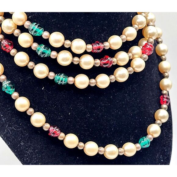 Baroque Single Strand Imitation Pearl Sterling Silver Glass Beads 59in - Picture 1 of 6